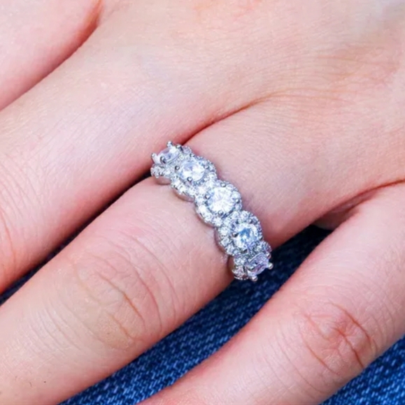 New Silver/Rose Gold Eternity Band Ring - Picture 2 of 6